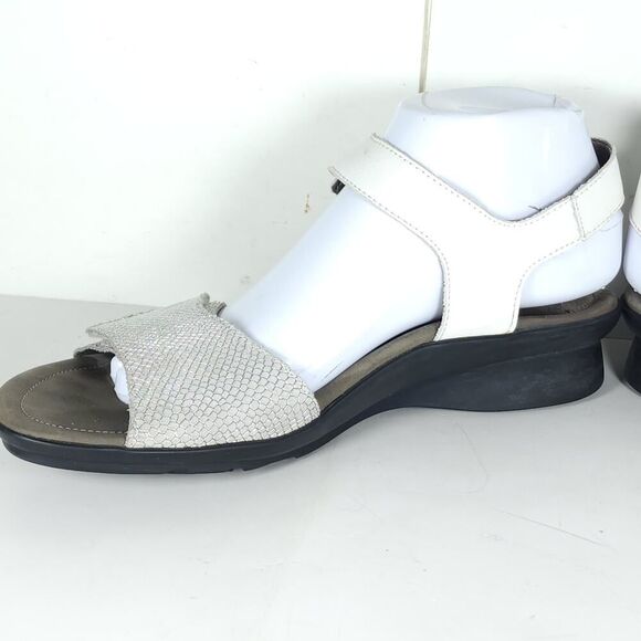 MEPHISTO Women’s Pattie EU41 US10,5 Leather White Silver Ankle Strap Sandals - Picture 6 of 16